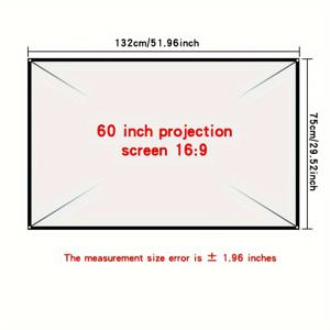 TEMU 침실과 거실에 적합한 16:9 비율의 60-150인치 비구멍 고밀도 소프트 스크린, 야외 캠핑 스타일로 접을 수 있는 고화질 스크린입니다.
