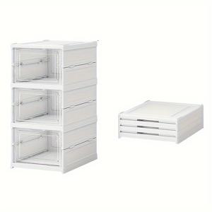 TEMU 1pc 3/6 레이어 설치 무료 접이식 신발 상자, 통기성 신발 용기, 플라스틱 신발 캐비닛, 방진 가정용 보관 상자, 대용량 공간 절약 유물