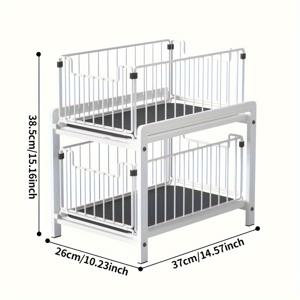 TEMU 2단 메탈 정리 바구니 – 부식 방지 싱크대 아래 선반, 주방 & 욕실용, 병, 용기 및 컨테이너를 위한 공간 절약형 보관, 청소 용품 보관 | 모던 메탈 선반 | 슬림한 와이어프레임, 싱크대 아래 정리 및 보관