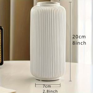 TEMU 1개의 화이트 세라믹 실린더 꽃병 - 아르 데코 스타일의 홈 데코, 말린 꽃, 센터피스 및 웨딩 - 우아하고 모던한 디자인