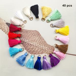 TEMU 40개/팩 2.5cm 금속 링 단색 술 폴리에스테르 술 책갈피 술 웨딩 박스 팬 장식 작은 술 보석 귀걸이 머리 장식 팔찌 목걸이 만들기 재료 액세서리 작은 매달린 술 홈 액세서리|링귀걸이