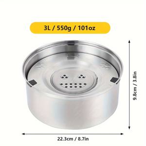 TEMU 3L 스테인리스 스틸 개용 플로팅 그릇, 물을 마시는 플로팅 개용 그릇, 대용량 식사용 그릇, 애완동물용 그릇
