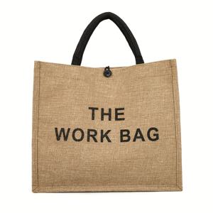 TEMU 대용량 여성용 삼베 토트백 - 