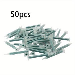 TEMU 50개 세트 레진 스태틱 믹서 혼합 튜브 노즐 주사기 세트 83mm 듀얼 컴포넌트 액체 블렌더 인젝터