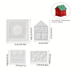 TEMU DTOHO 4PCS 실리콘 몰드 세트 3D 하우스 캔들 거치대 - 수제 수지, 석고, 폴리머 클레이 캐스팅 몰드 DIY 홈 , 전원 없는 크래프팅 도구