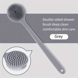 TEMU 실리콘 백 스크러버 목욕 브러쉬 - 남녀공용 긴 손잡이 샤워 바디 클리너 - 깊은 청소와 각질 제거를 위한 부드러운 욕실 액세서리
