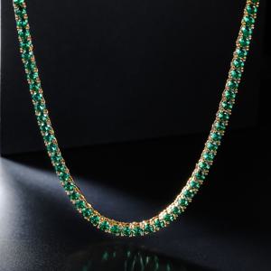 TEMU 1개 IDCHICS 그린 테니스 체인 목걸이 남녀공용 - 4-Free 합성 큐빅 지르코니아 악센트, 반짝이는 내구성 목걸이 크리스마스/추수감사절 선물, 결혼/기념일/콘서트 이벤트용 (그린 합성 큐빅 지르코니아 체인) - 브랜드 네임 디자인