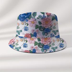 TEMU 새해 연휴 3D 꽃무늬 프린트 여성용 버킷 햇 - 자외선 차단, 통기성, 모든 경우에 스타일리시
