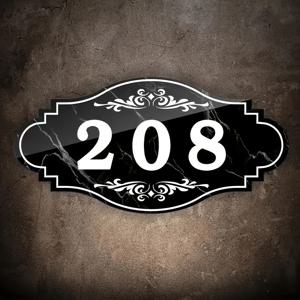 TEMU 우아한 흑백 아크릴 주택 번호 표지판: 설치 간편, 대리석 흑색 배경에 흰색 숫자, 호텔 및 아파트에 적합