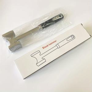 TEMU 스테인리스 스틸 고기 연화 망치 - 스테이크, 치킨 등을 연화하기 위한 양면 망치 - 튼튼한 주방 가제트, 격자 무늬, 가정용