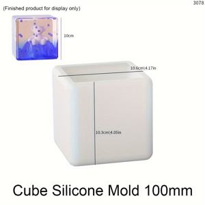 TEMU 에폭시 수지용 DIY 사각 실리콘 몰드, 100mm - 말린 꽃 표본 및 보석 주조, 큐브, 장식품, 도구에 완벽함