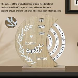 TEMU 목제 영구 책상 달력, 달 모양 관람차 디자인, 주간-월간 보기, 수공으로 제작된 회전식 수동 날짜 추적기, 집 현관 및 사무실 데스크탑 장식, 1개