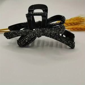 TEMU 빈티지 우아한 라인스톤 리본 헤어 클립 – 여성을 위한 스팽글 장식이 달린 대형 플라스틱 긴 상어 클립, 14세 이상 여성을 위한 단색 패션 헤어 액세서리, 단품