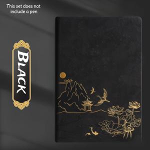 TEMU DOMUUH 가죽 저널 노트북 세트 (펜 & 선물 상자 포함) - 우아한 매트 하드커버 다이어리, 200페이지 줄무늬 두꺼운 종이, 남녀 공용 휴대용 필기장, 학교, 여행, 비즈니스, 업무용 - 이름/이니셜 가능|일기장