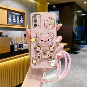 TEMU 카툰 곰 손목 스트랩 폰 홀더 케이스, 삼성 갤럭시 노트 20을 위한 스탠드 백