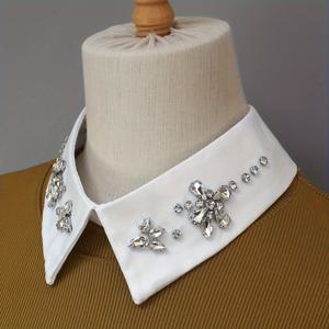 TEMU 1개 럭셔리 스파클링 라인스톤 & 꽃 장식 칼라 - 스웨터, 티셔츠, 드레스, 재킷용 조절 가능한 탈착식 여성용 데코레이티브 칼라 - 사계절 다용도 패션 액세서리, 의상 강화, 나비 모티프, 정교한 디자인, 내구성 있는 원단, 스타일 애호가를 위한 주목할 만한 아이템