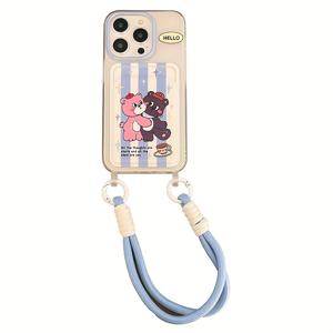 TEMU 카드 홀더 투명 페인팅 만화 강아지 휴대폰 케이스 끈 포함 아이폰 11 12 13 Promax에 적합