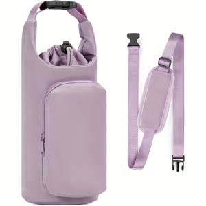 TEMU 32/40oz 보온 물병 가방, 휴대폰 포켓, 조절 가능한 어깨끈 크로스바디 백 - 보라색, 야외, 스포츠, 피트니스, 여행, 출퇴근에 이상적, 스포츠 물병