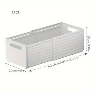TEMU 손잡이가 있는 3개 조절 가능한 플라스틱 보관함 – 옷, 장난감, 주방 필수품 등을 위한 쌓을 수 있는 정리함 – 집, 기숙사, 캠핑, 해변 사용에 휴대용, 기숙사 방 수납 | 세련된 상자 디자인 | 휴대용 보관함
