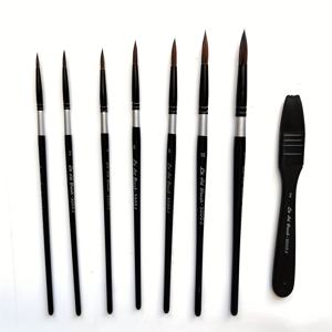TEMU 8개의 물감 브러시, 예술가 및 초보자용 수제품 브러시, 물감, 아크릴 페인트, 잉크 및 고아시 사용, 벨벳 라운드 브러시, 블랙 스완 물감 브러시