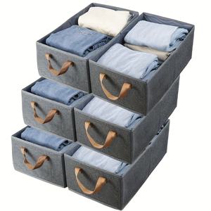 TEMU 손잡이가 있는 대용량 접이식 보관함 6개 팩 - 현대적인 오픈탑 접을 수 있는 선반 바구니, 옷장 정리용 내구성 있는 옷걸이, 침구류, 장난감, 책용 - 옷장 보관 시스템