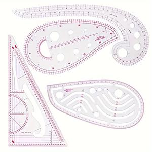 TEMU 4-Pack 테일러링 자 세트, 봉제, 의복 제작, 패턴 디자인, 드로잉 템플릿, 미술 및 뜨개질을 위한 제작 도구, 흰색 플라스틱 곡선 자