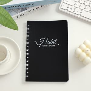 TEMU 날짜가 없는 습관 추적 노트북 48장 - 컬러풀 주간 및 월간 플래너, 할 일 목록, 직장, 학교 또는 집용 목표 트랙커가 있는 검은색 나선형 저널 - 언제든지 시작할 수 있으며 생산성 추적 | 주간 목표 계획자 | 읽기 쉬운 레이아웃의 습관 추적 저널