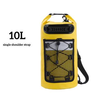 TEMU 10L/20L/30L 고품질 드라이 백팩, 젖은 물 분리 포켓 및 메쉬 포켓 포함 - 내구성 있는 소재, 조절 가능한 어깨끈으로 해변, 카약, 보트 타기, 수영, 서핑 야외 스포츠용 (노랑색), 비치 기어 캐리어 | 안전한 롤탑 클로저 | 견고한 구조의 비치백