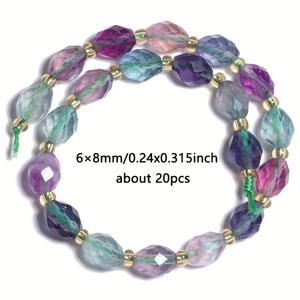 TEMU JILKOL 6x8mm AAA 천연 면처리된 오벌 형태의 플루오라이트 스톤 비즈 - 그라데이션 컬러와 골드 스페이서가 있는 DIY 주얼리 만들기용, 팔찌, 목걸이, 귀걸이 제작용 스페이서 비즈 - 공예 재료 및 고급 선물