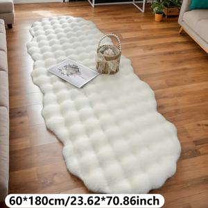TEMU 1개 FUSFEEL 럭셔리 플러시 매트 - 두꺼운 부드러운 바닥 매트, 푹신한 화이트 파일, 베이지 & 화이트 모던 디자인, 미끄럼 방지 뒷면, 세탁기 사용 가능, 거실, 침실용 - 크림 매트, 홈 데코, 플러시 버블 플리스 소재, 포근하고 따뜻한, 크림 & 화이트 미학, 실내용 다용도, 인조 퍼 질감, 소파나 바닥에 이상적|쇼파