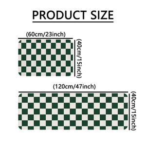 TEMU 2pcs 녹색 버팔로 체크 폴리에스테르 주방 매트, 실내 및 실외 입구용 가벼운 기계 세척 가능한 러그 세트, 주방 싱크대 지역용 홈 데코 카펫