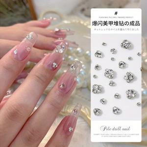 TEMU 15pcs 혼합 크기 반짝이는 미니 투명 라인스톤 네일 아트 장식, DIY 화이트 액세서리, 매니큐어, 네일 아트 액세서리