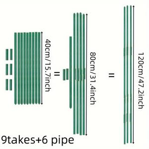 TEMU 15pcs 녹색 플라스틱 정원 지원 스태크 세트, 조절 가능한 
