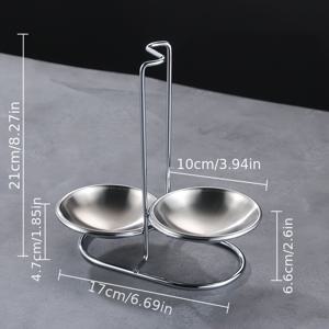 TEMU 1pc 스테인레스 스틸 더블 라운드 수프 라들 홀더, 분리 가능한 주방 도구 스탠드, 단단한 패턴 요리 도구 정리기, 가정용, 책상 잡지 없는 보관 액세서리