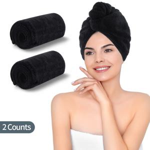 TEMU [2pcs 마이크로파이버 헤어 타월] 2pcs 빈티지 마이크로파이버 헤어 타월, 초고흡수성 와플 웨이브 니트 재질, 350 GSM, 폴리에스테르 80%, 나일론 20%, 기계 세척 가능, 단색 패턴, 곱슬머리 및 긴 머리에 완벽, 크리스마스에 적합