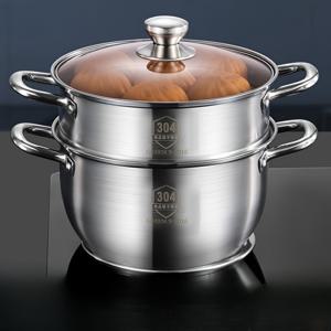 TEMU 25.5cm/10인치 두꺼운 스테인리스 스틸 스팀기기, 뚜껑이 있는, 식품 등급 SUS304 소재, 균일한 열 분포를 위한 이중 레이어 디자인, 해산물 스팀, 면류, 죽, 캠핑 사용에 적합 - 야외 요리 필수품 | 이중 레이어 냄비 | 내구성 있는 조리기구