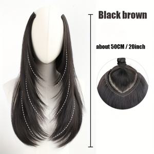 TEMU 여성용 내열 합성 헤어 가발 클립온 - 부드러운 블랙 헤어피스, 볼륨 & 길이 증가 - 대머리, 짧은 머리, 드레드락 & 브레이드용 - 쉬운 클립인 부착 (접착제/수술 필요 없음),