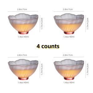 TEMU 4개 세트 유리 소재 무광 핑크 벚꽃 일본 차 컵, 핑크 유리 레이디, 홈 플라워 차 컵