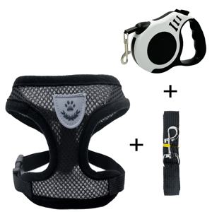 TEMU 3개 세트, 더블 스위치 리트렉터블 애완 동물 리드 및 허스, 고양이 및 소형 개용 부드러운 나일론 메쉬 베스트, 쉬운 제어 및 편안한 안전, 손세탁만