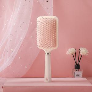 TEMU 1pc 머메이드 진주 이리다센트 에어 쿠션 커미, 방지 마사지 헤어 브러시, 건조한 헤어와 젖은 헤어 모두 사용 가능, 학생 및 여성에게 편안한 관리, 일반 헤어 타입, 대형 손잡이, ABS 플라스틱 및 고무 브러시