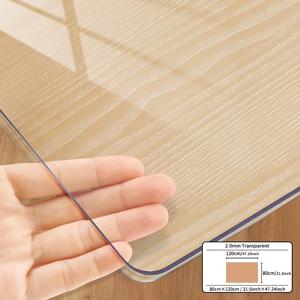 TEMU PVC 2.0mm 두께 투명 테이블보, 스크래치 방지 및 내열성 테이블 커버, 표면 보호 필름, 가정용 호텔 식탁보 커피 테이블보 가정용 테이블 러너 1개