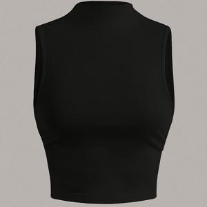 TEMU 여성용 하이넥 캐주얼 여름 민소매 귀여운 베스트