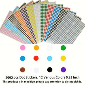 TEMU 4992개 도트 스티커, 컬러 코딩 라벨 라운드 도트 12가지 다양한 색상 0.23인치 컬러풀 라운드 라벨 스티커 지퍼 파일 포켓이 있는 학생용 사무실 및 교실용