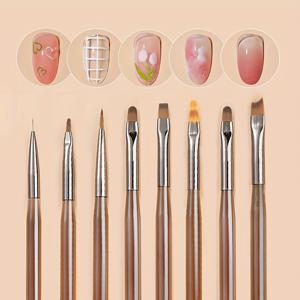 TEMU 젤 네일, 전문 매니큐어 도구, 네일 폴리쉬, 아크릴 레진을 위한 8개의 네일 브러시 세트, DIY 페인팅 및 워터컬러 네일 아트 장식에 적합합니다.