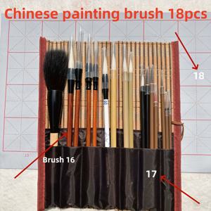 TEMU 18피스 전통 서예 및 수채화 펜 세트, 대나무 가방 포함, 드로잉 도구, 아티스트용 수채화 폰트 펜