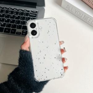 TEMU 그레이 작은 별 무늬 투명 모바일 폰 케이스, iPhone7PLUS/8PLUS/XR/XSMAX/네 모서리 방지 11PROMAX/12PROMAX/12MINI/13MINI/13PROMAX/14PROMAX/14PLUS/15PROMAX/15PLUS/16PROMAX/16PLUS용 소프트 쉘 남녀 공용 보호 케이스