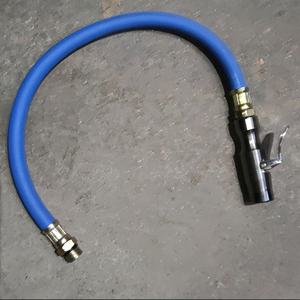 TEMU 【여행 필수품】 타이어 인플레이터 연장 호스 어댑터와 압력 게이지 – 43cm 유연한 블루 메탈 핸들 튜브로 쉬운 공기 흐름 제어, 모든 차량 타이어에 적합, 휴대용 타이어 인플레이터