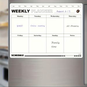 TEMU 냉장고용 자석 드라이 에이즈 주간 계획자 - 유연한 PET 표면, 월간 스케줄링이 있는 화이트보드 캘린더, 주방 조직 및 창의적 글쓰기에 이상적, 냉장고용 자석