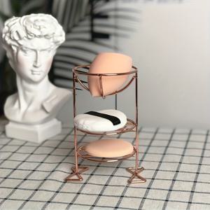 TEMU 1개 스테인리스 스틸 메이크업 스펀지 홀더, 3단 화장품 보관대, 광택 마감, 스폰지, 퍼프 및 에어 쿠션용 독립형 뷰티 블렌더 정리함