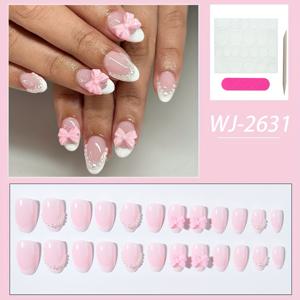 TEMU 24pcs 짧은 오발 손톱, 풀 커버리지 핑크 리본 진주 백색 프랑스 손톱 패치, 제거 가능, 가벼운 비에지 프리, 프레스 온 손톱, 새로운 Y2K 손톱 쿨 디테이블 매니큐어 핏 DIY 아크릴 손톱